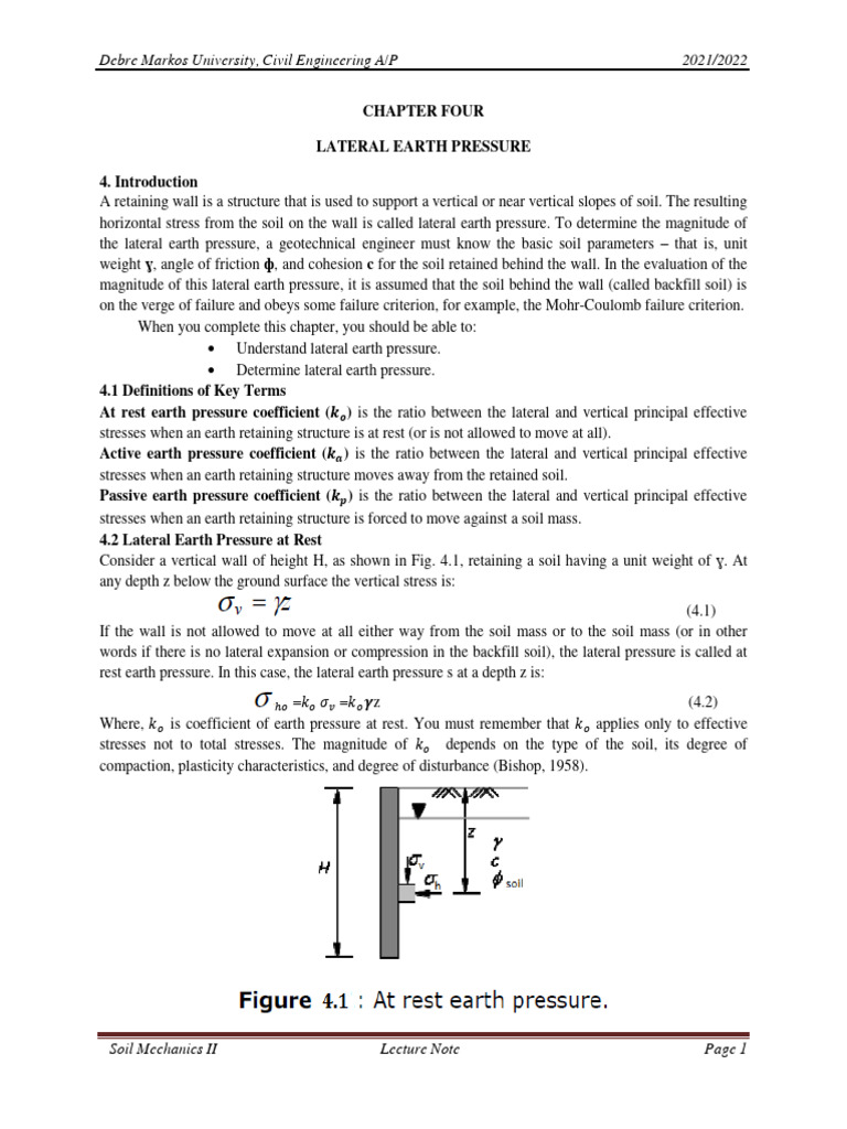 Soil Mechanics: Lateral Earth Pressure | PDF | Classical Mechanics ...