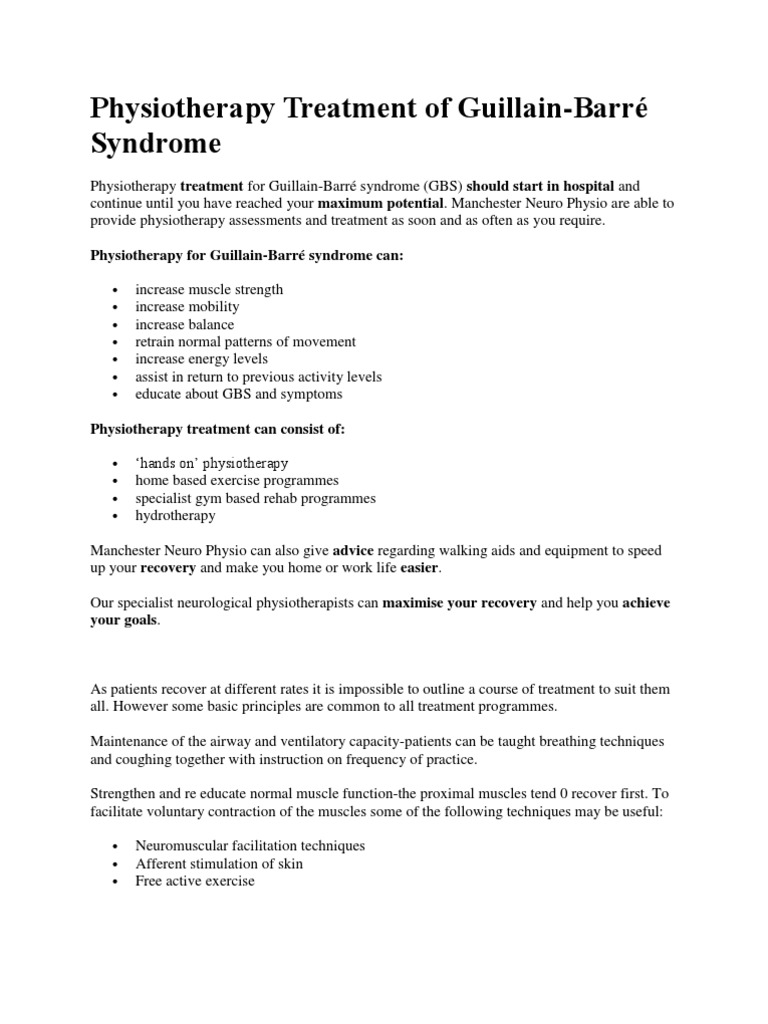 A Comprehensive Guide to Physiotherapy Treatment for GuillainBarré