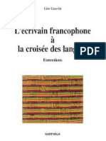 Lécrivain Francophone À La Croisée Des Langues. Entretiens