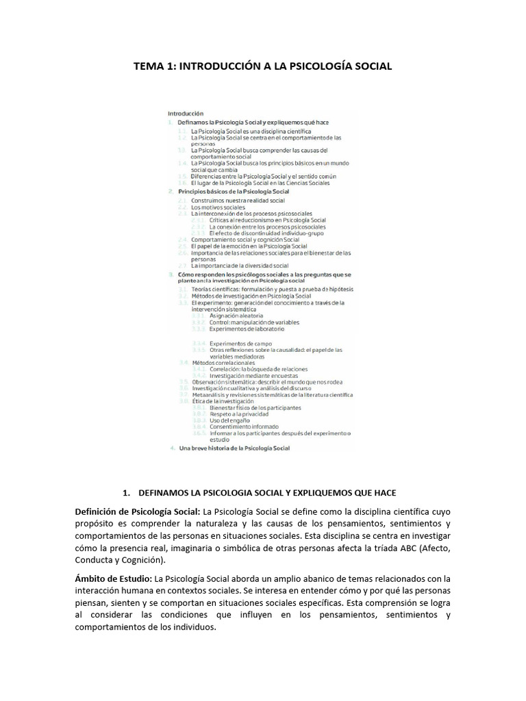Tema 1 Introduccion A La Psicologia Social | PDF | Psicología Social ...