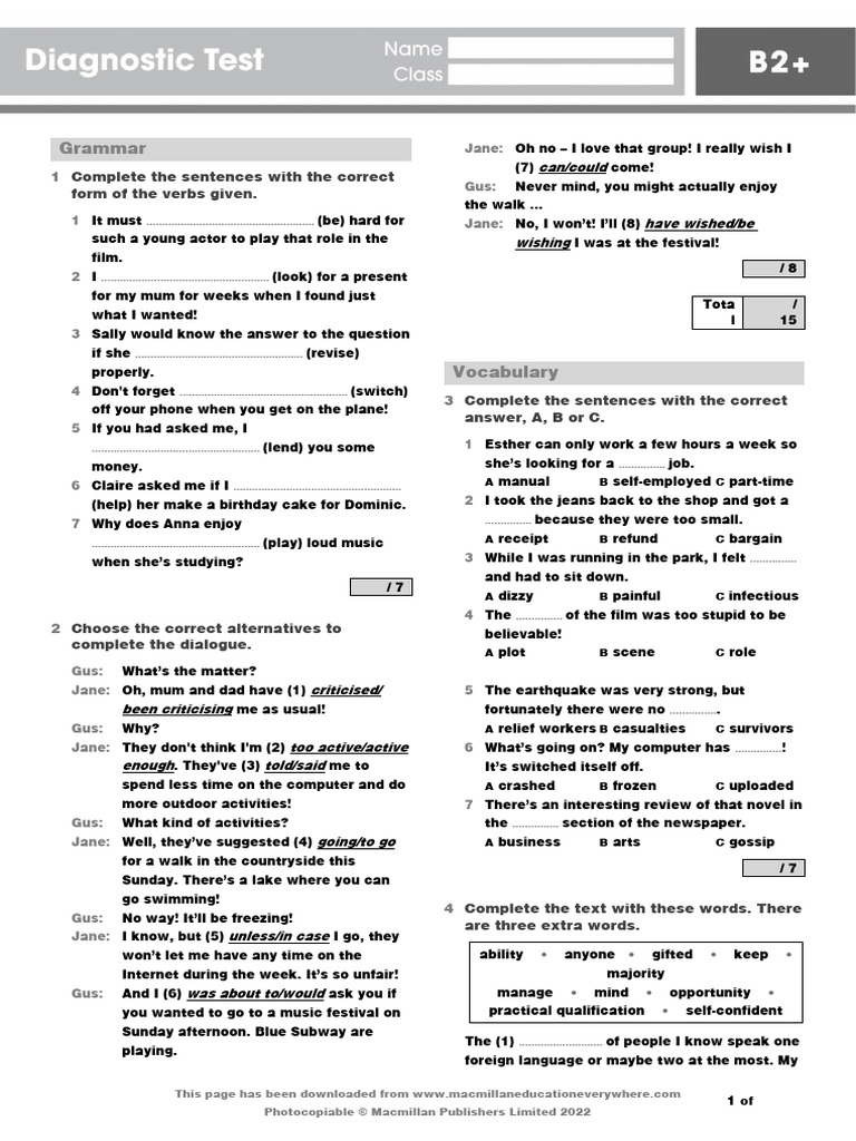 B2PLUS Diagnostic Test | PDF | Information | Big Data