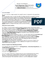 Statistics CHAPTER 9 T Test Activity