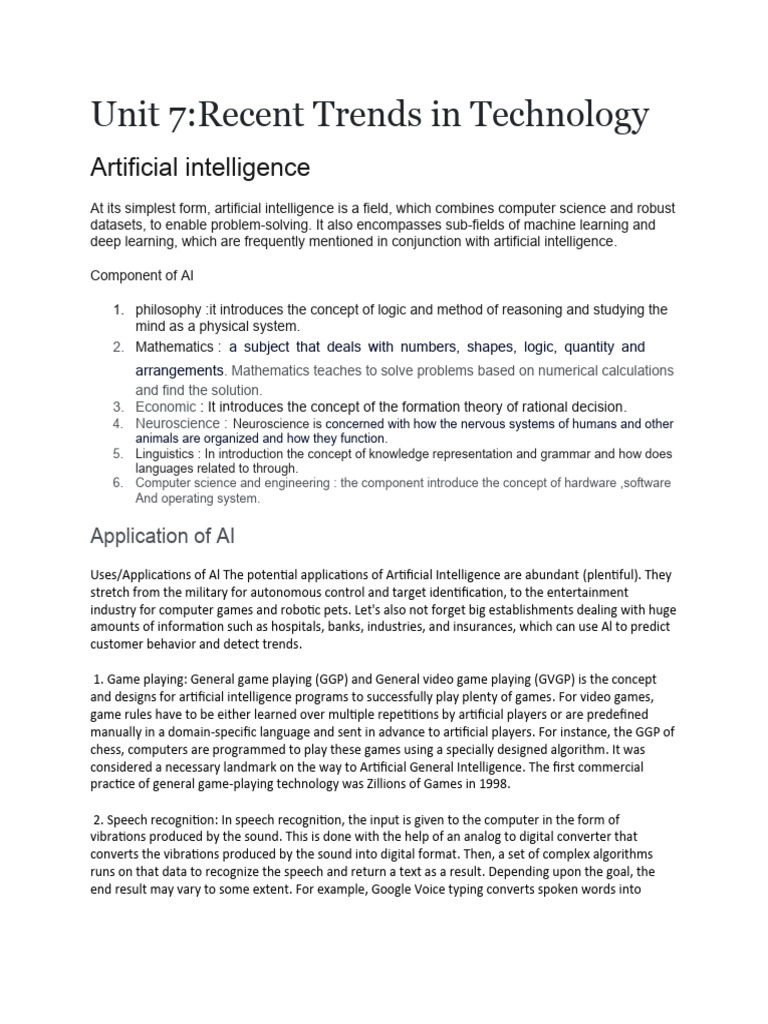 Recent Trends in Technolgy | PDF | Cloud Computing | Artificial ...