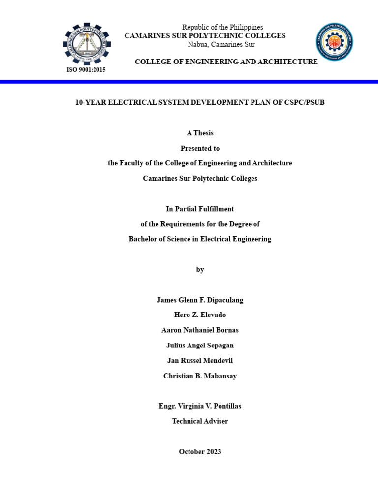 10 Year Electrical System Development Plan of CSPC Thesis | PDF | Watt ...