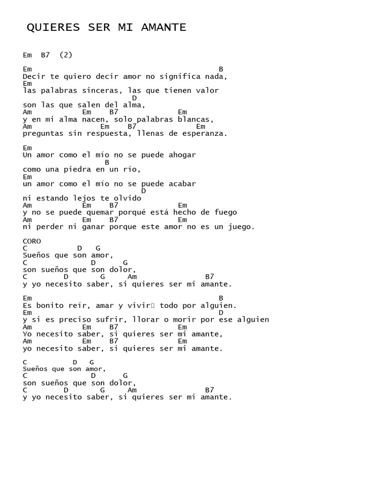 Quieres Ser Mi Amante | PDF