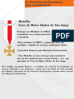 MEDALHA CRUZ DE MALTA Recebimento Regras