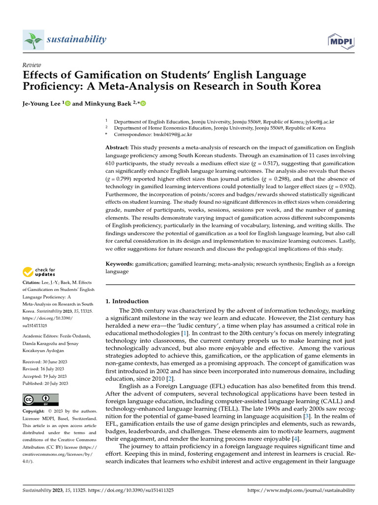Effects of Gamification On Students' English Language Proficiency | PDF ...