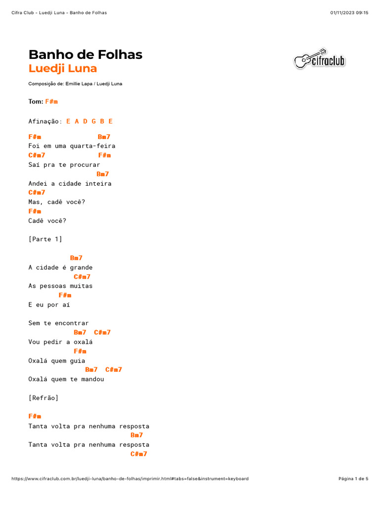 Cifra Club Luedji Luna Banho De Folhas Pdf