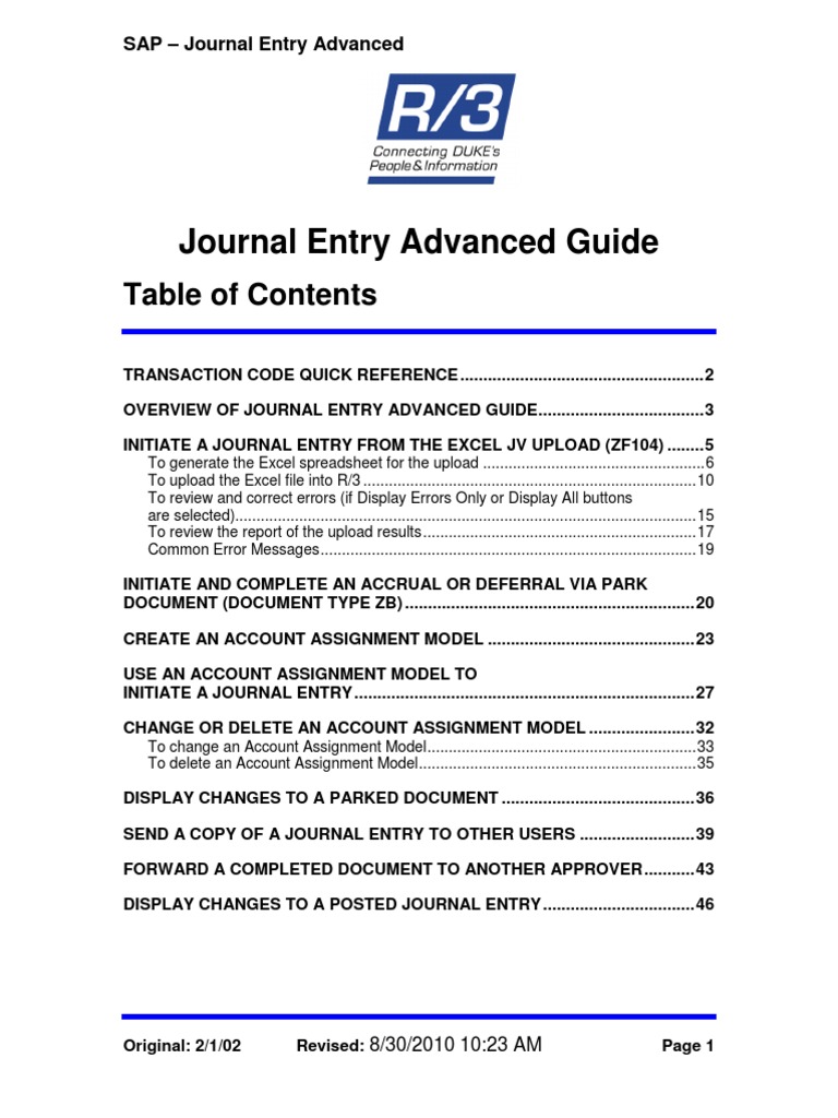 Journal Entry Adv Guide | PDF