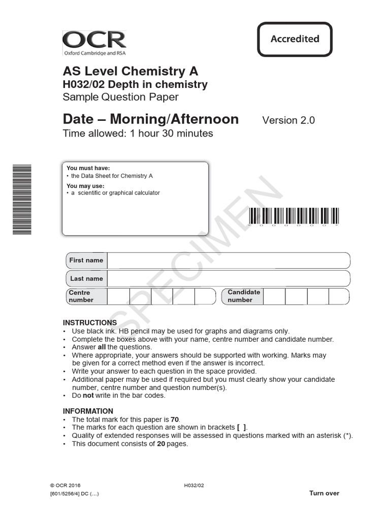 Unit h032 02 depth in chemistry sample assessment materials download