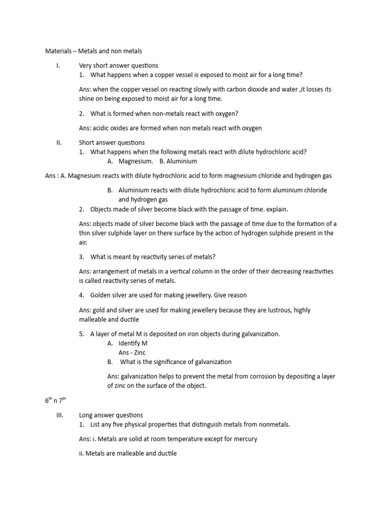 Metals And Non Metals Class 8 Science 2 Pdf Metals Copper