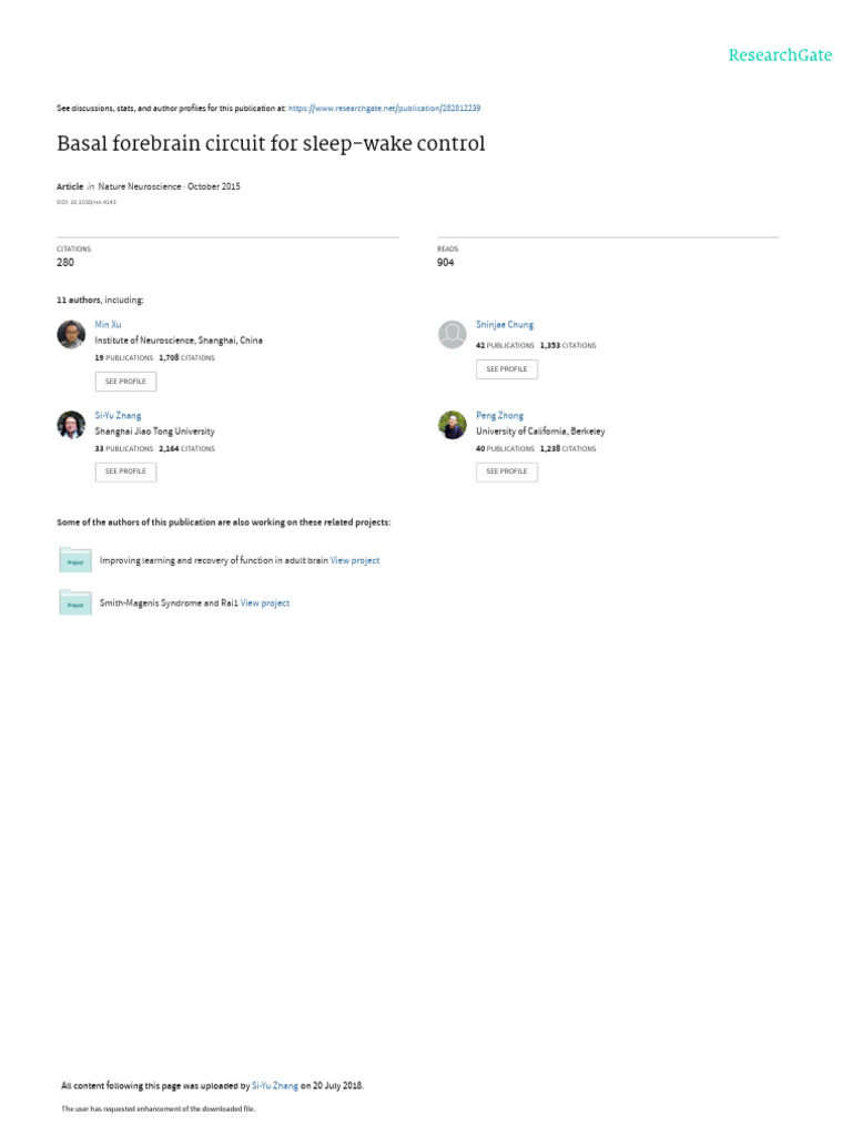 Basal Forebrain Circuit For Sleep-Wake Control | Download Free PDF ...