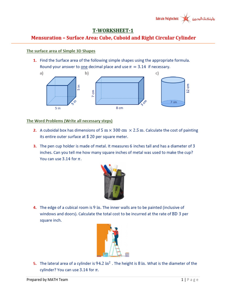 Surface Area Calculations Guide | PDF
