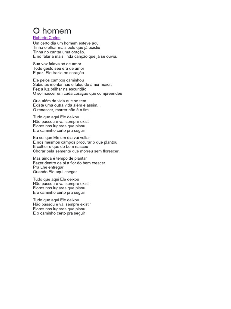 O Homem de Roberto Carlos: Letra e Significado | PDF