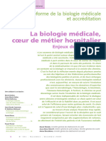 La Biologie Medicale Coeur de Metier Hospitalier Enjeux de La Reforme