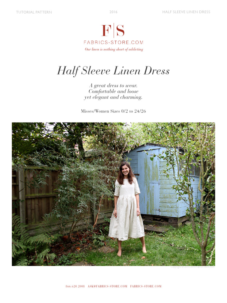 Fabrics-store-Cora - Half Sleeve Linen Dress-1 | PDF | Seam (Sewing) |  Clothing