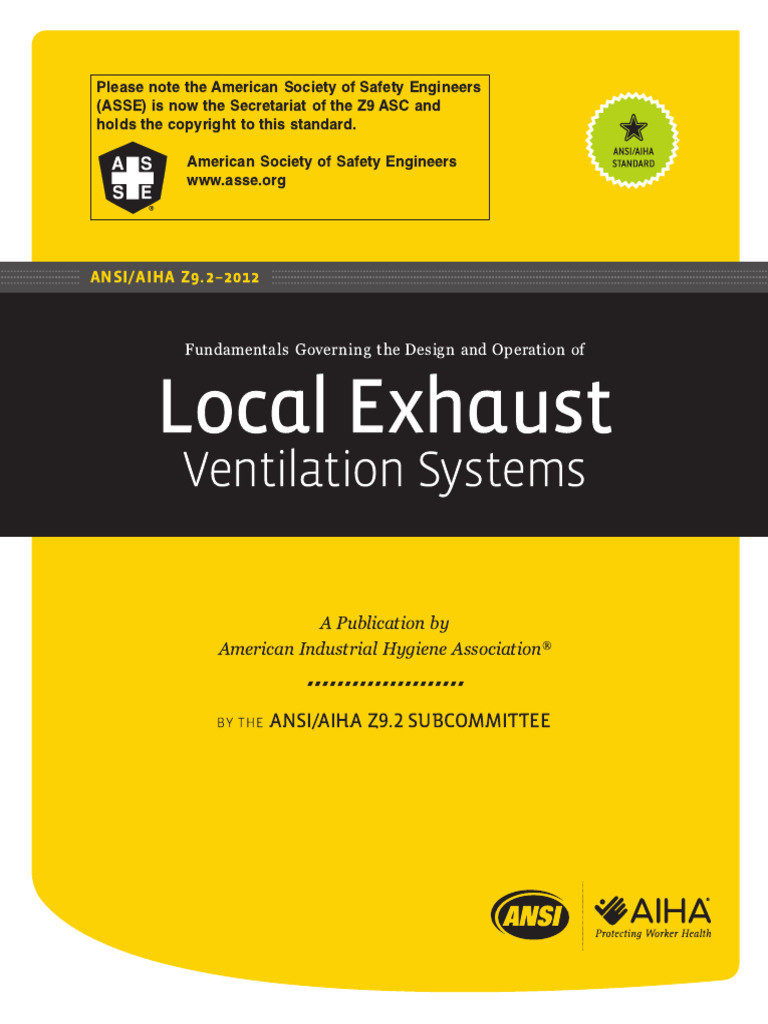 ANSI AIHA Fundamentals Design and Operation Local Exhaust Ventilation