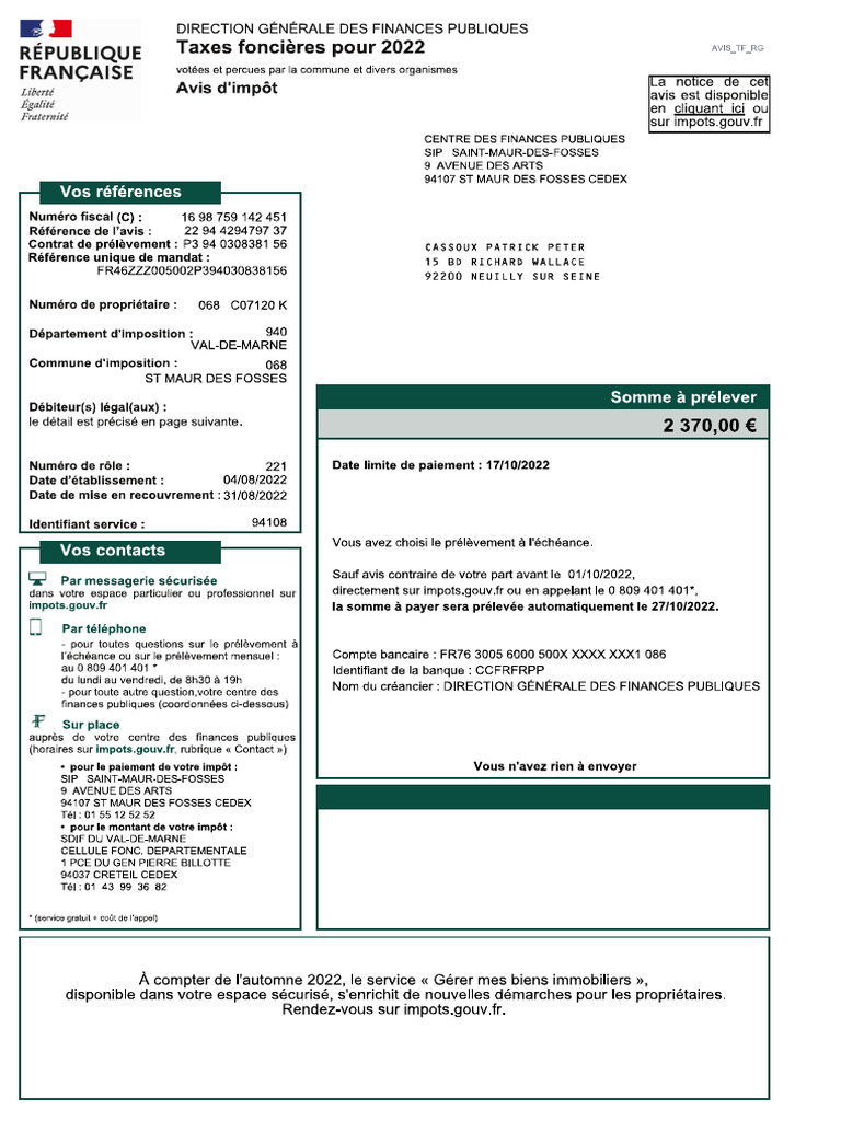 comment calculer la taxe foncière 2022