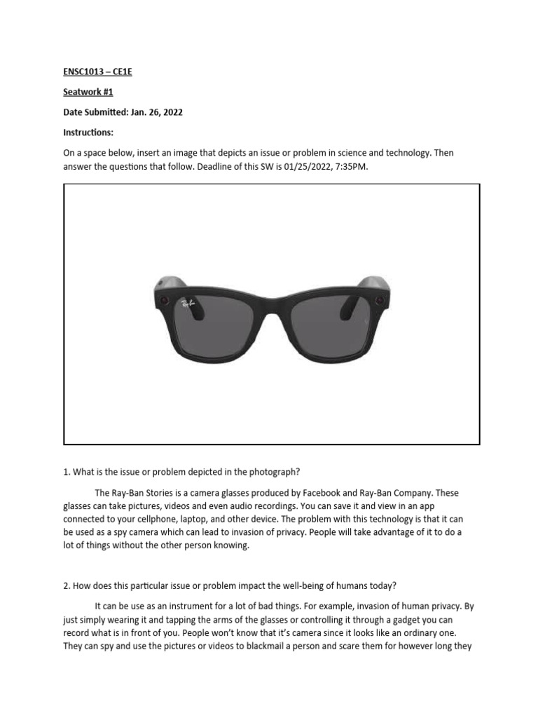 Privacy Issues with Camera Glasses | PDF
