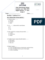 Name: .. . Class Reading " Lighting Lives" Q1: Choose The Correct Answer