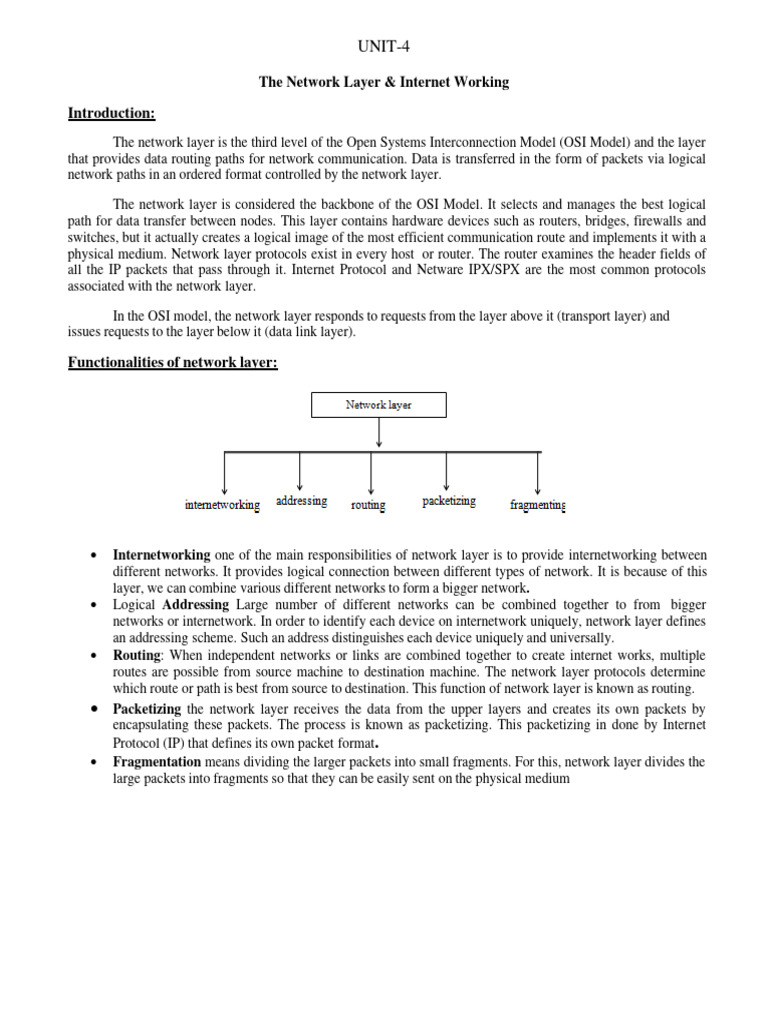 Network Layer Overview and Functions | PDF | Internet Protocols | Ip ...