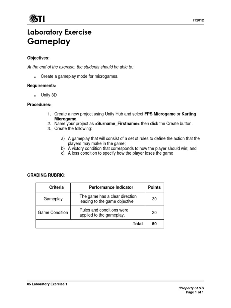 Karting Microgame Gameplay Exercise | PDF