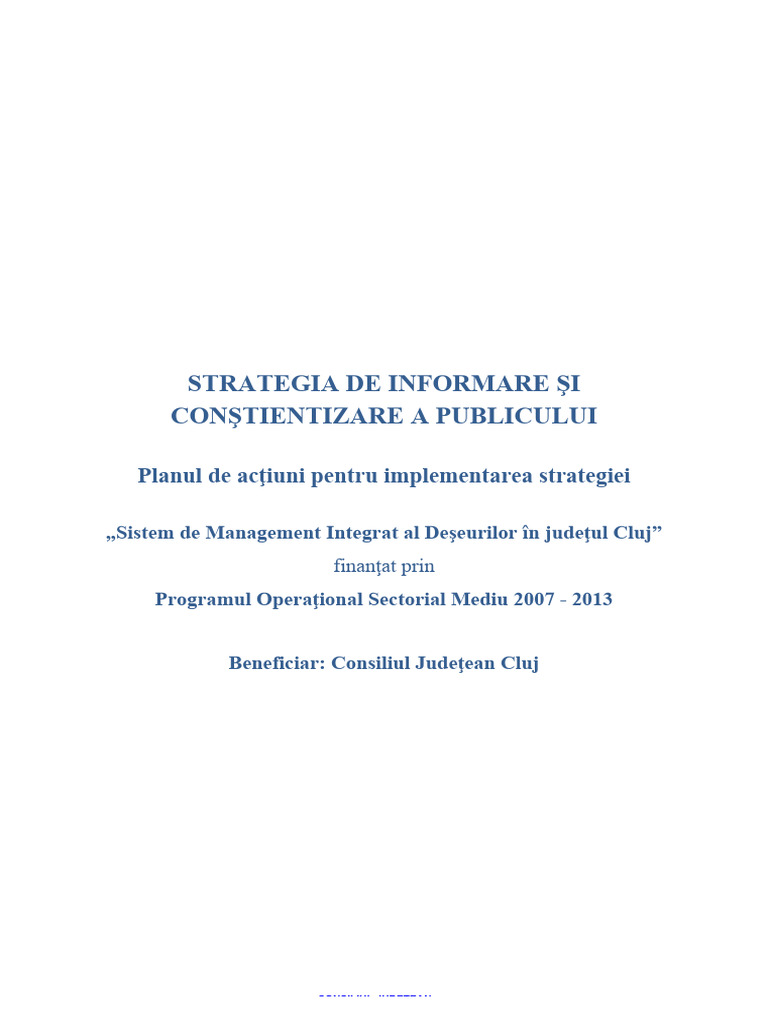 Strategia de Informare Si Constientizare A Publicului | PDF