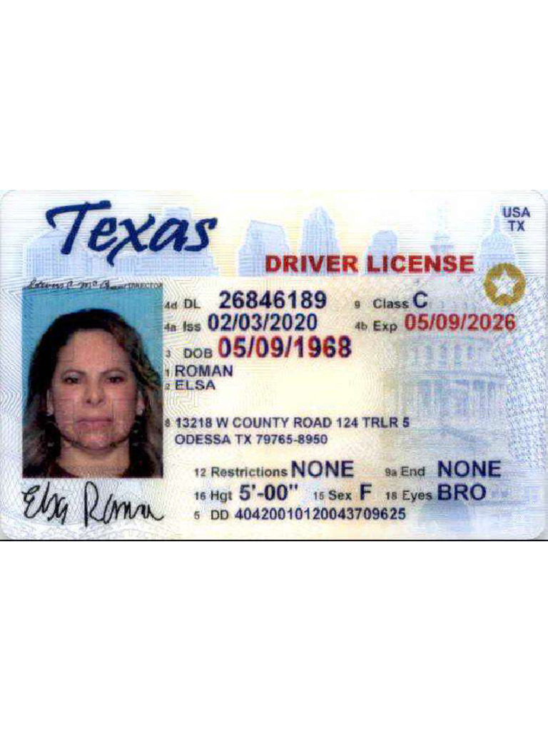 Driving Licence Texas PDF