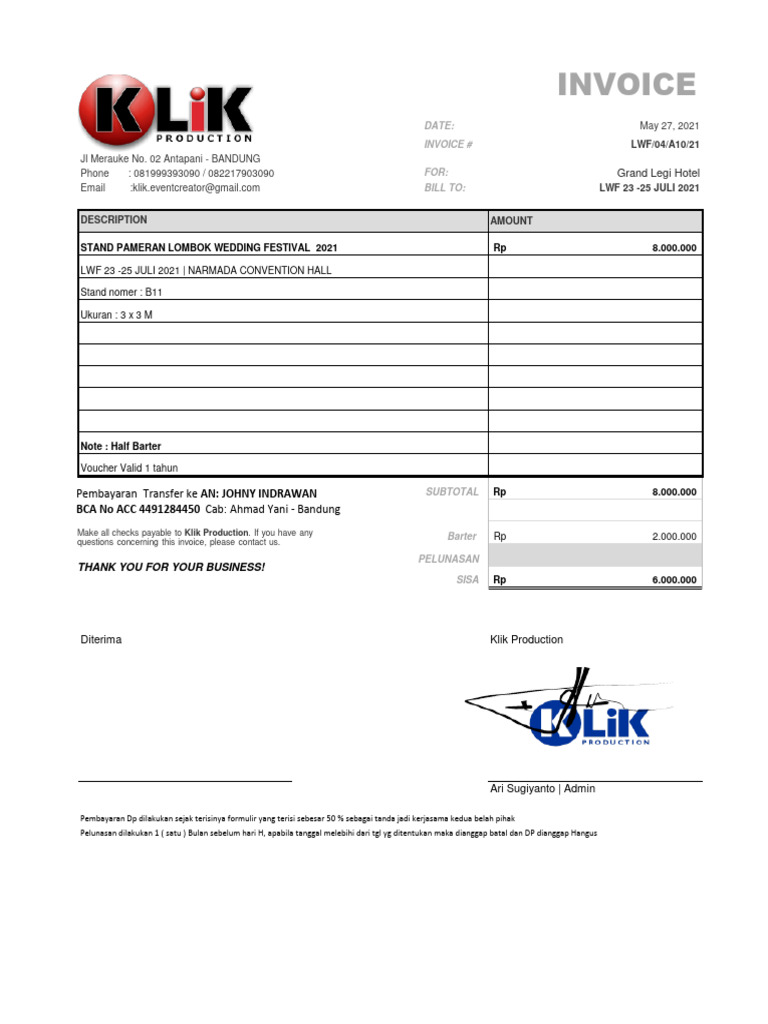 Invoice Stand B11 Angpao LWF 2021 | PDF