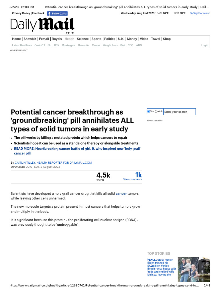 Potential Cancer Breakthrough As Groundbreaking Pill Annihilates All