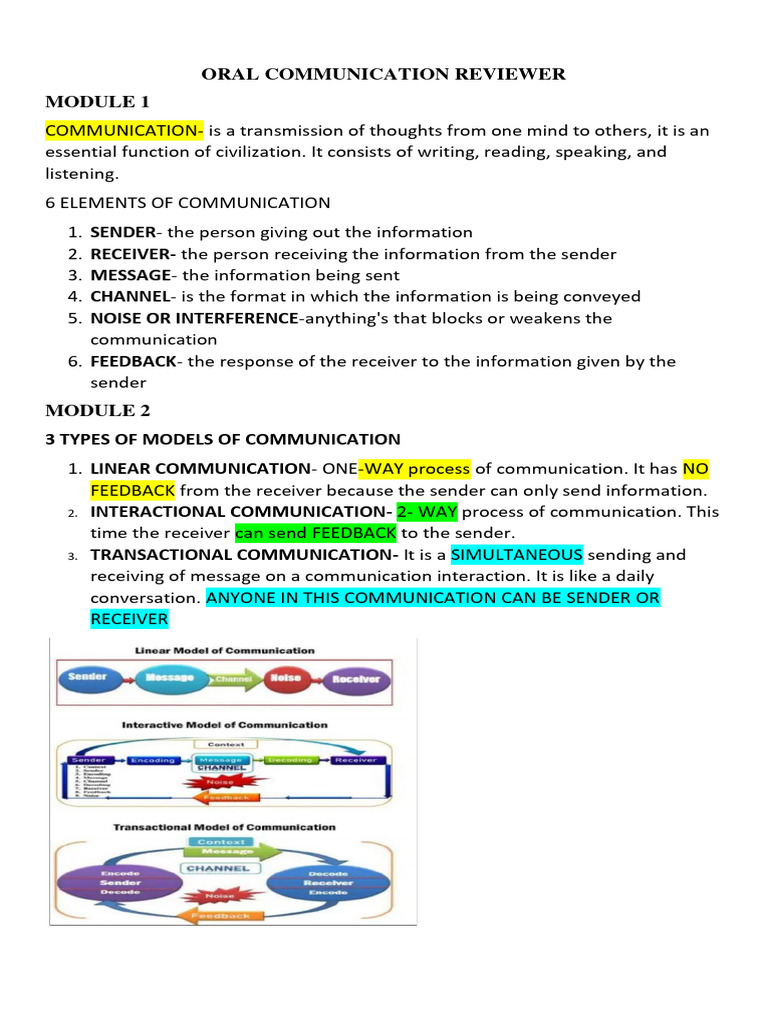 Oral Communication Essentials Guide | PDF | Communication | Nonverbal ...