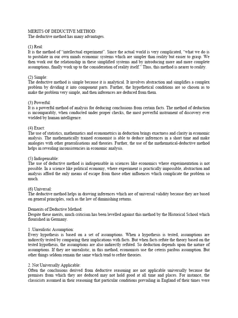 Merits and Demerits of Deductive Method | PDF | Inductive Reasoning ...