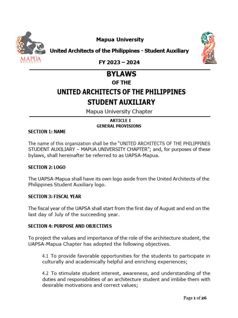 UAPSA-Mapua Chapter Bylaws 2023-2024 | PDF | Committee | American ...