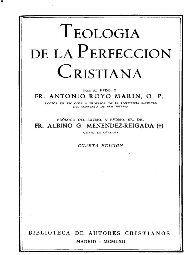 Teología de La Perfección Cristiana | PDF | Teología | Verdad