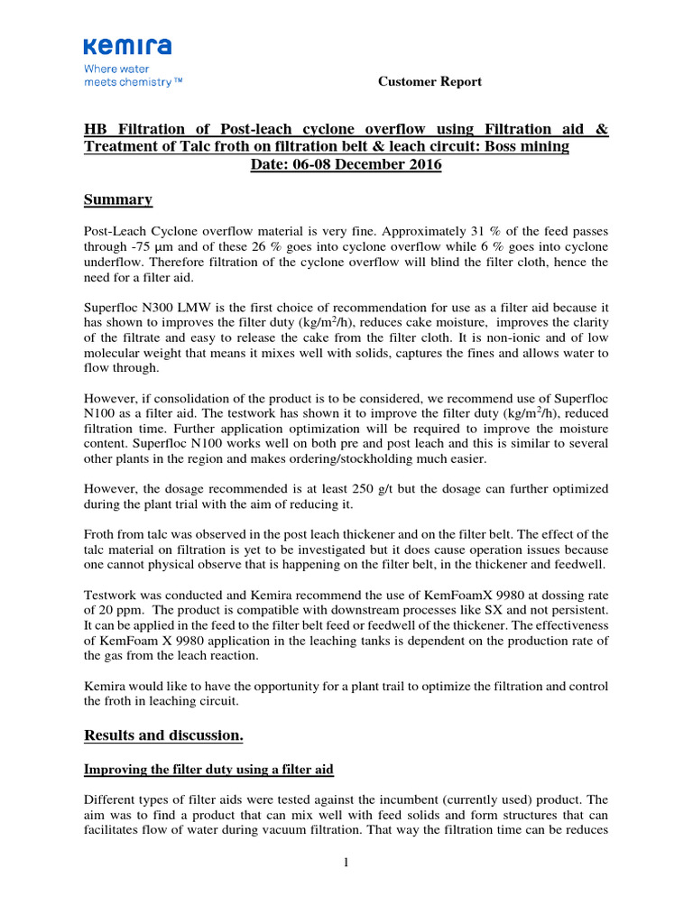 HBF Filtration and Froth Treatment Report December 2016 PDF