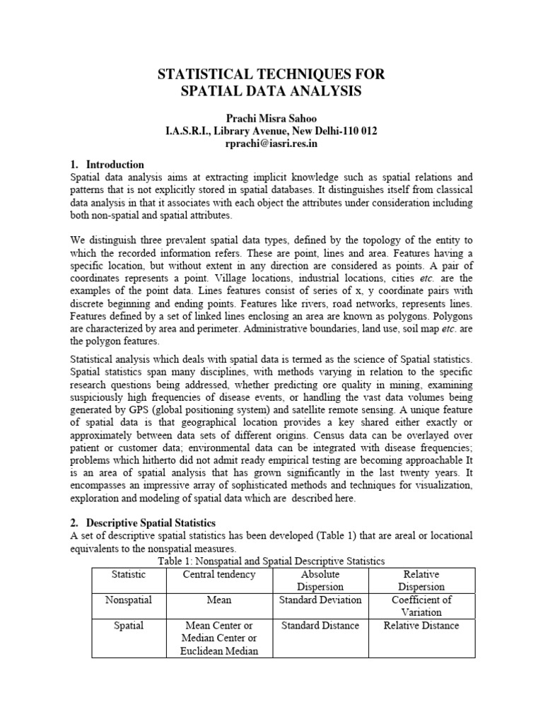 11-Spatial STATISTICAL TECHNIQUES | PDF | Variance | Spatial Analysis
