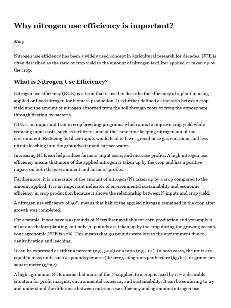 Optimizing Nitrogen Use Efficiency | PDF | Fertilizer | Agriculture
