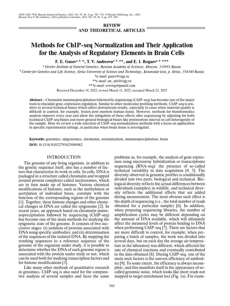 Methods For Chip-Seq Normalization and Their Application For The ...