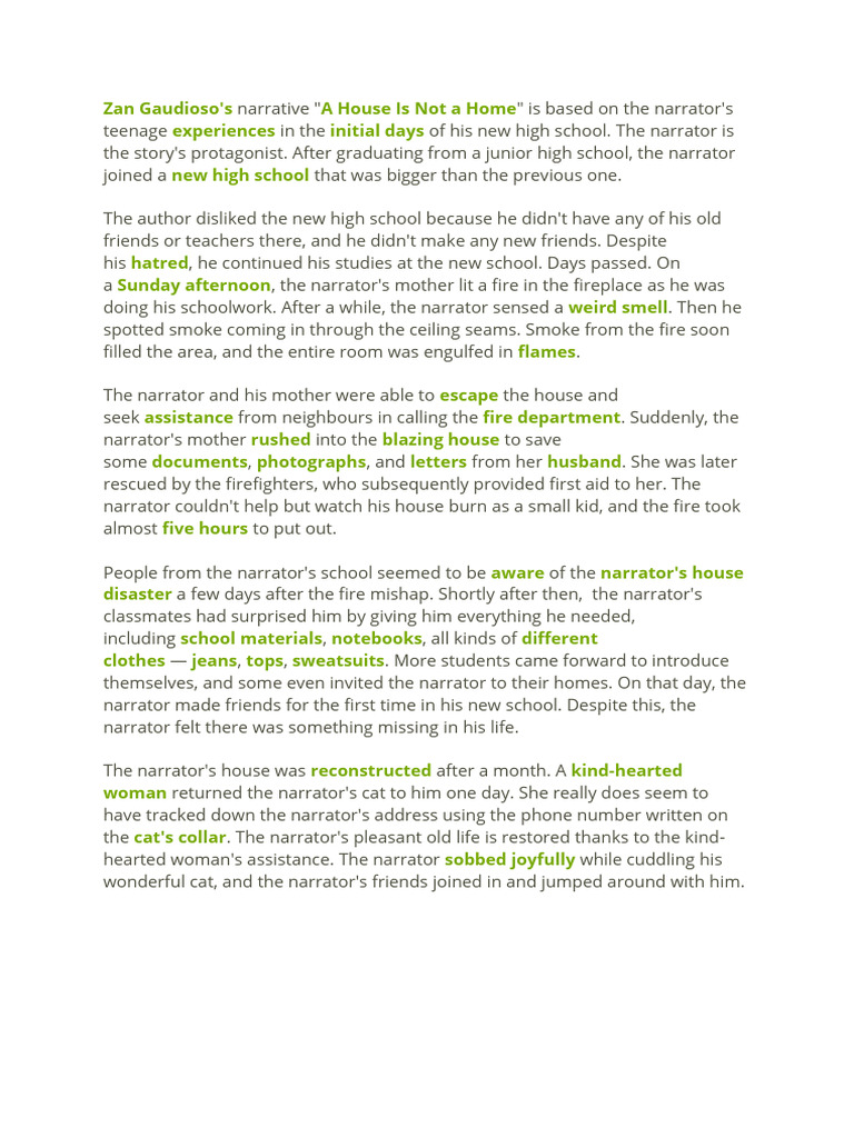 Summary of A House Is Not Home PDF