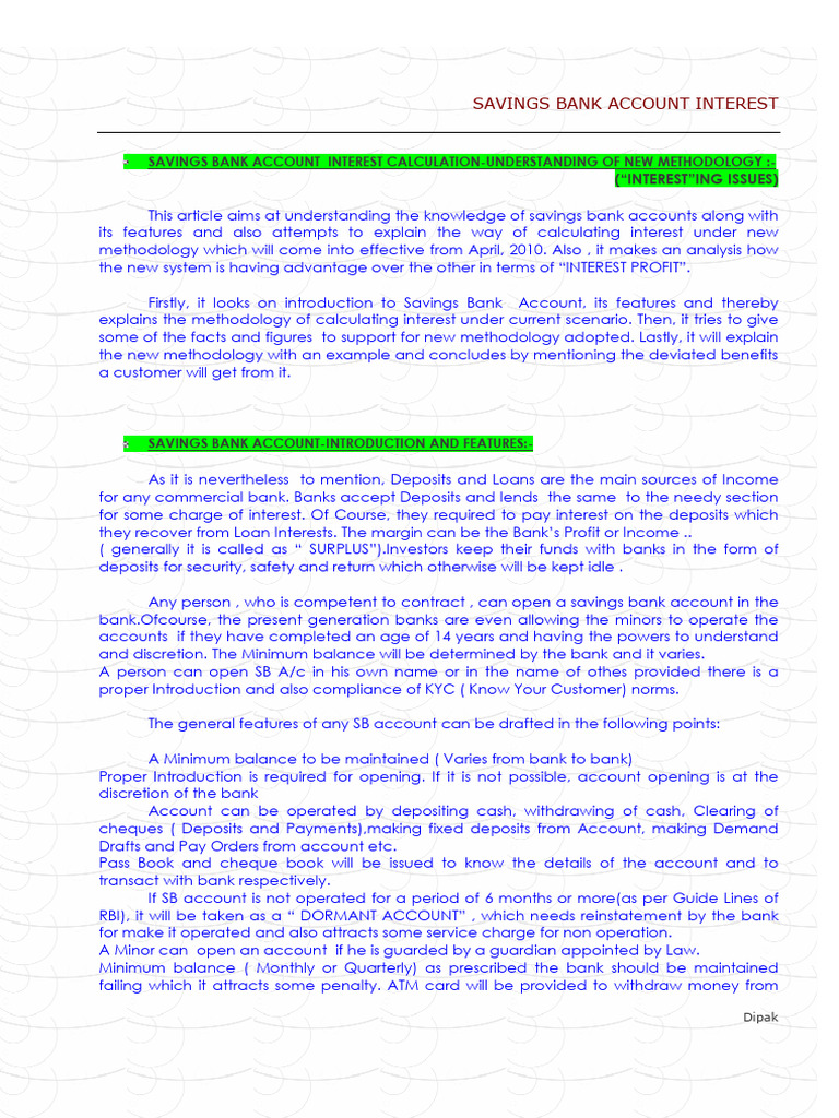 Savings Account Interest Calculation3 | PDF | Banks | Interest