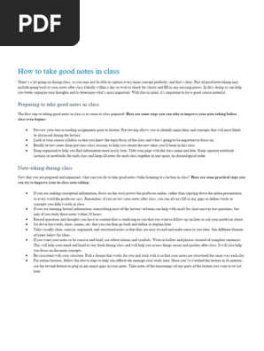 How to take good notes in class