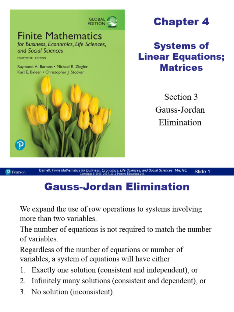 Systems of Linear Equations Matrices: Section 3 Gauss-Jordan ...