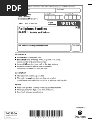 GCSE Religious Studies Paper 1 Exam | PDF