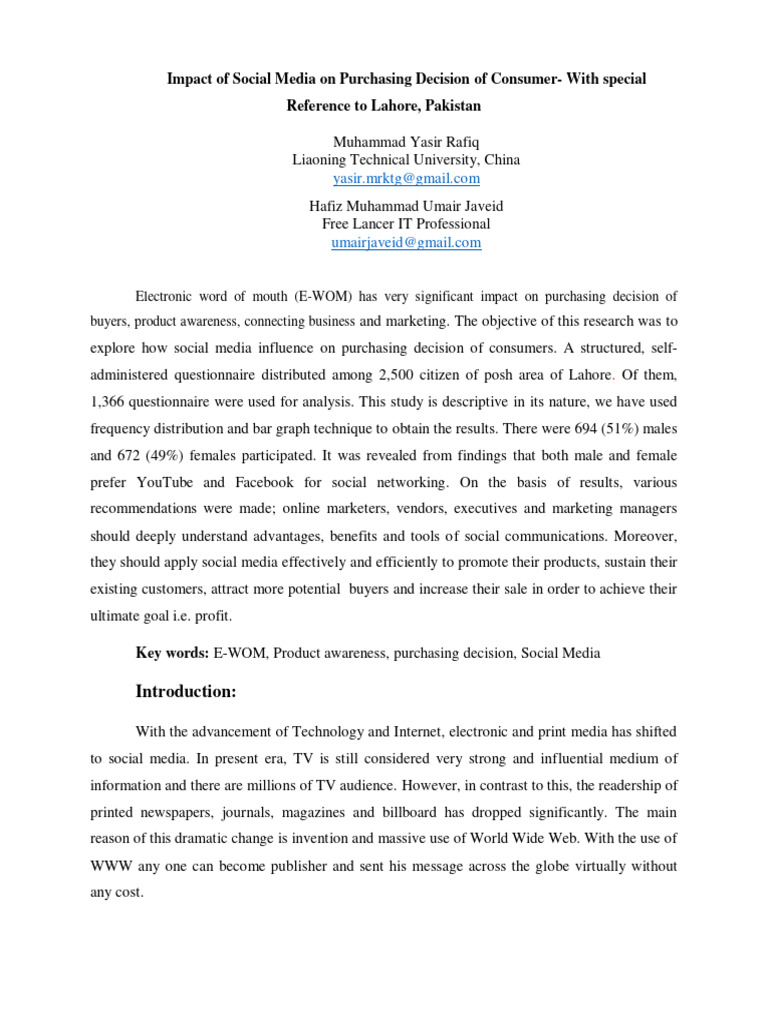 Impact of Social Media On Purchasing Dec | PDF | Popular Culture ...