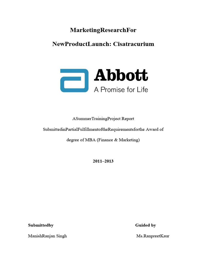 105985512SummerInternshipProjectReport Abbott PDF Abbott