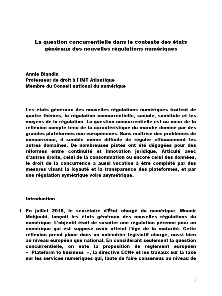 Blandin Article Parue Dans Contrat Concurrence | PDF | Directive (Union ...