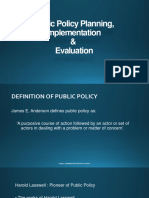 Public Policy Planning, Implementation & Evaluation