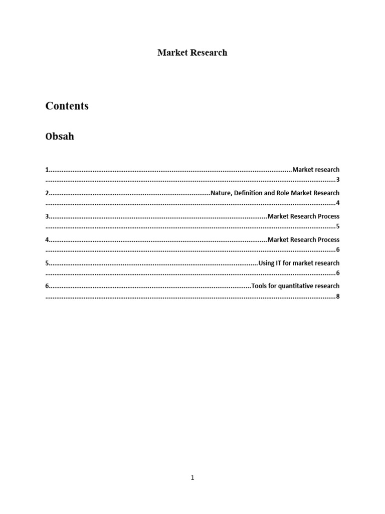 MARKET RESEARCH EXAMPLE PDF intelligence overview