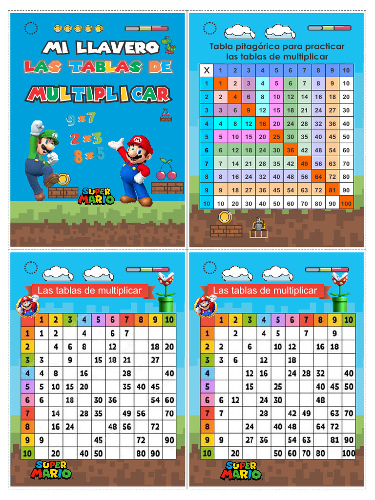 Llavero de Las Tablas de Multiplicar Tematica Mario Bros | PDF