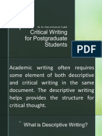 Critical Writing For Postgraduate Students